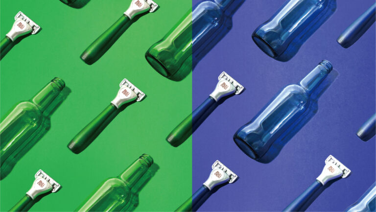 ブルドッグから世界初・ビールの空き瓶のリサイクルガラスを70％以上使用したカミソリ「グラスホルダー」2021年8月27（金）新発売！のメイン画像