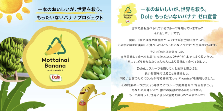 「ドール」主宰、フルーツロス削減の実現に向けたSDGsの取り組み『もったいないバナナ』プロジェクトにバナナジュース専門店スタンド「Wellness BY 7daysBANANA」全4店舗、参画決定のメイン画像