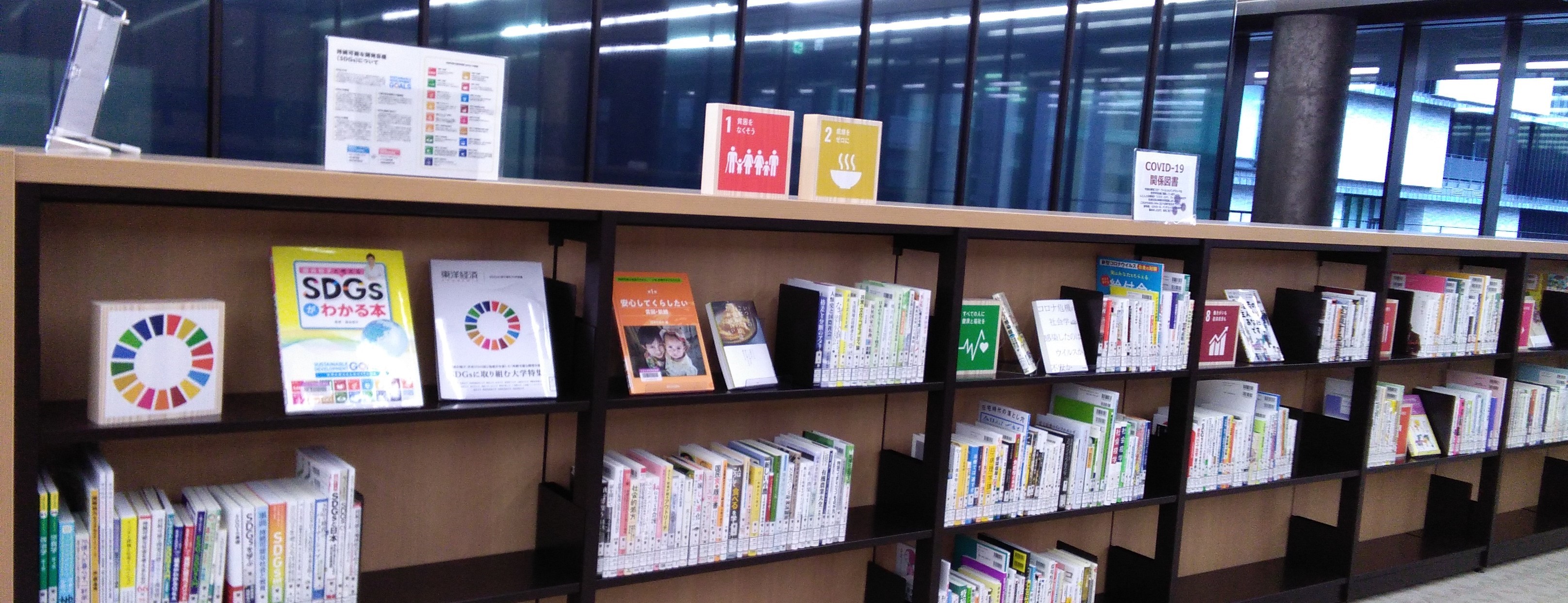 大正大から発信！ Global Goals Week 特別企画「SDGs×自分」　SDGsリレー講座のご案内のサブ画像2_図書館の一部（8号館3階から4階に向かって本棚と階段が展開されています）