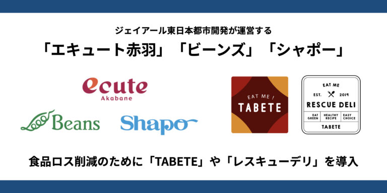 「エキュート赤羽」「ビーンズ」「シャポー」を運営するジェイアール東日本都市開発、食品ロス削減のために「TABETE」や「レスキューデリ」を導入のメイン画像