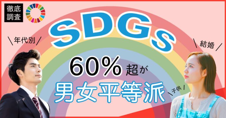 【SDGs】60%超が「男女平等派」～ジェンダーレス社会実現と生活環境の相関関係を徹底調査！～のメイン画像