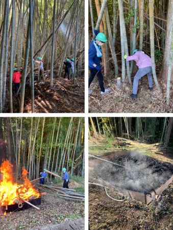 京葉銀行の協力で千葉大生24人が竹林整備体験のサブ画像2_間伐や竹炭づくり