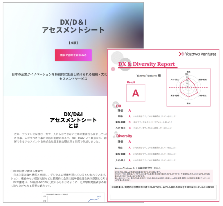 Yazawa Ventures、日本総合研究所と共同開発した「DX/D＆Iアセスメントシート」提供を開始のメイン画像