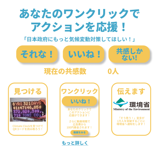 日本初！「7.5年」を刻むクライメートクロックを渋谷に設置するためのクラウドファンディングを若者4人がリリース。のサブ画像6_1タップアクションページのイメージ