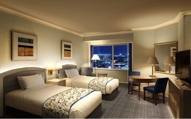 横浜ロイヤルパークホテル 「レギュラーフロア」リニューアル！2024年完了予定のサブ画像2_リニューアルしたレギュラーフロアの客室イメージ（夜）
