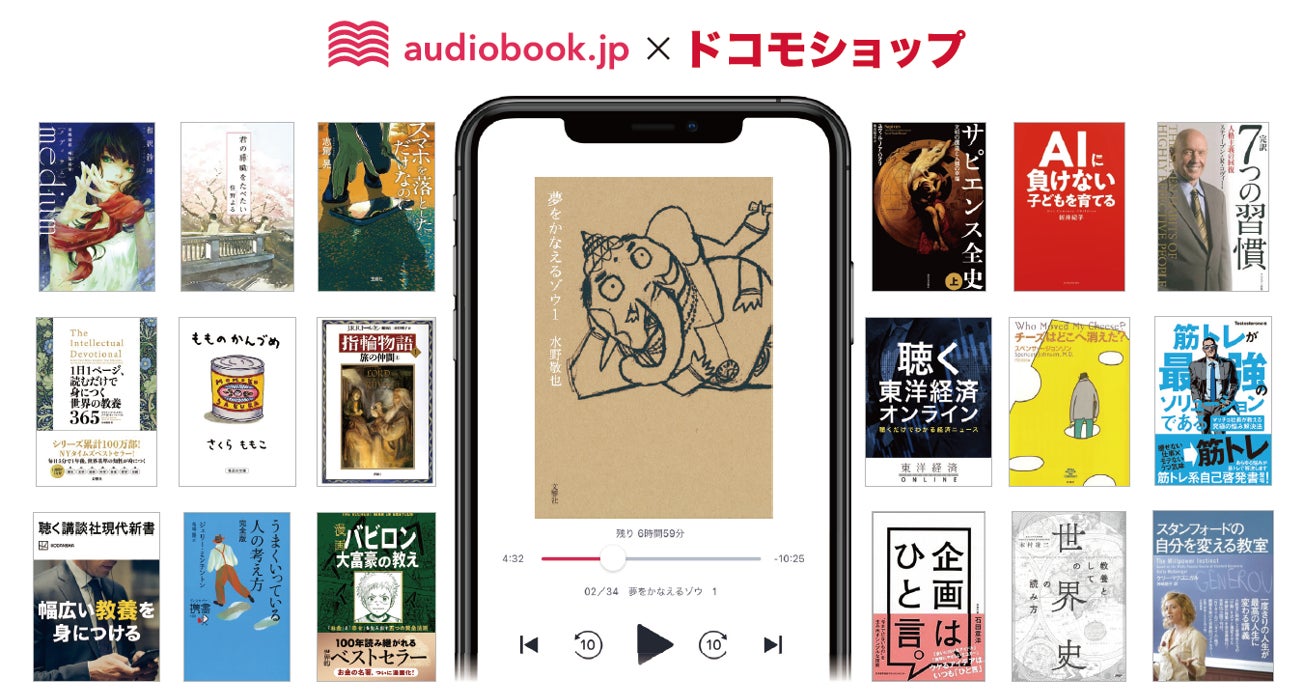 ドコモショップとaudiobook.jpがコラボ   本を聴くオーディオブックをお得に楽しめるキャンペーンを開催 のサブ画像1