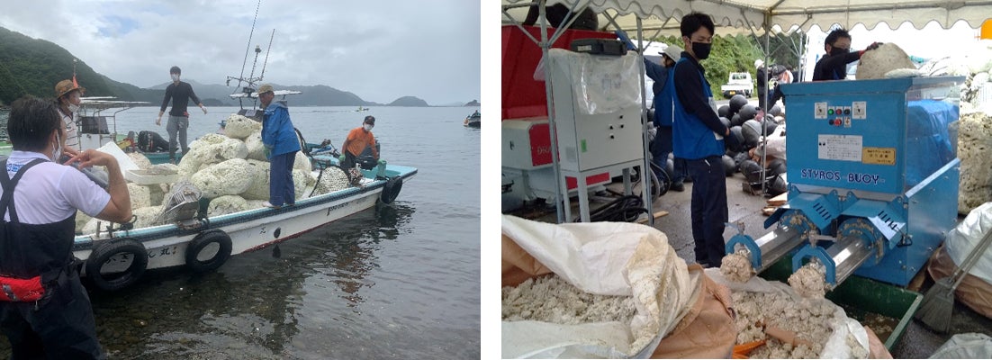 漂着ごみ約1トンを回収　アクセス困難な海岸に漂着したフロートやブイ　減容装置を用いた大型漁業系ごみの一掃作戦を実施しましたのサブ画像4