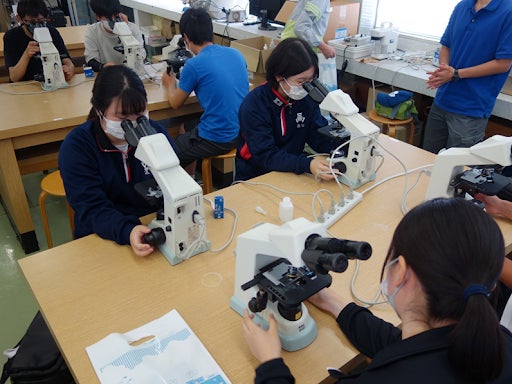 体験航海、海洋観測で身近な海について学ぶ『海の中を覗いてみよう！-海と日本PROJECT-』を開催しました！のサブ画像3_顕微鏡で植物プランクトン観察