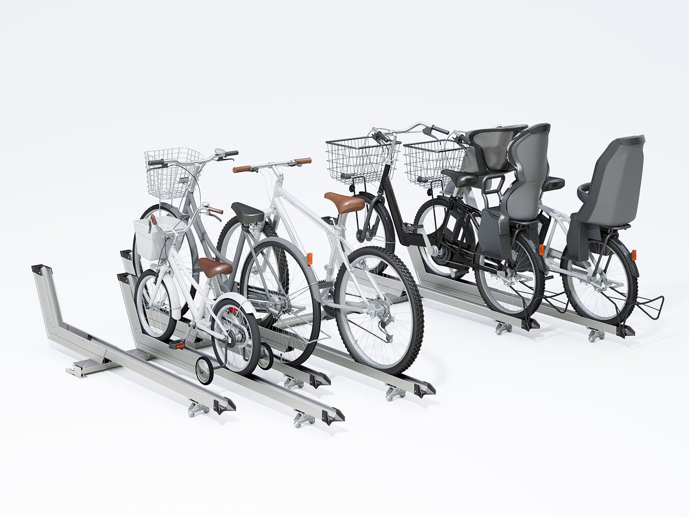 錆びに強く耐久性の高い「アルミ製 平置式自転車ラック」2タイプ新発売のサブ画像4_スライド式自転車ラック