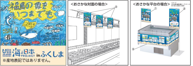 子どもたちが描いた「理想のふくしま潮目の海」イラストが鮮魚売り場を装飾！「未来につなぎたい福島の海」キャンペーンを実施のメイン画像