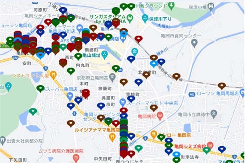 亀岡市とソフトバンク株式会社が、共同実施中の「ポイ捨てごみゼロプロジェクト」においてIoTスマートゴミ箱「SmaGO」を設置のサブ画像7_​　ごみ投稿メニューで市民が情報を送ると地図に表示される