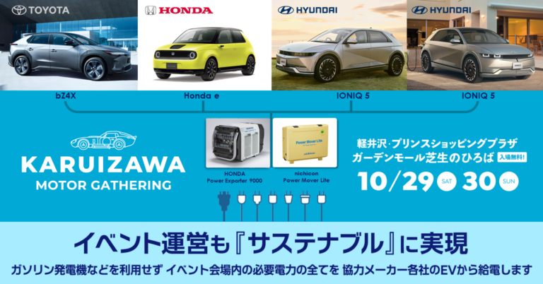 サステナブル・カーライフイベント「KARUIZAWA MOTOR GATHERING」、イベント会場内の使用電力を全てEVから供給のメイン画像