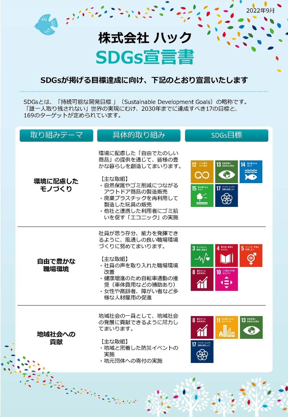 【SDGs宣言】「環境に配慮したモノづくり」と「地域社会への貢献」「自由で豊かな職場環境」を目指してのサブ画像2