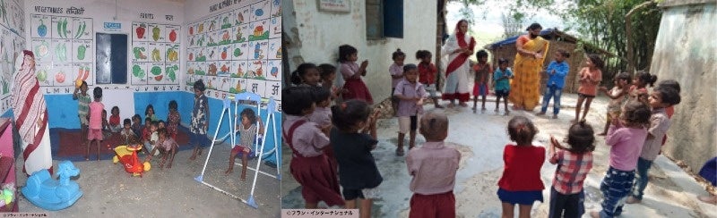 ＜ARTIDA OUD＞インド・ビハール州における「子どもたちの教育環境改善プログラム」完了のご報告のサブ画像15_（左）幼稚園でのゲームを通じた学習の様子／（右）正しい手洗いを学ぶ幼稚園の子どもたち