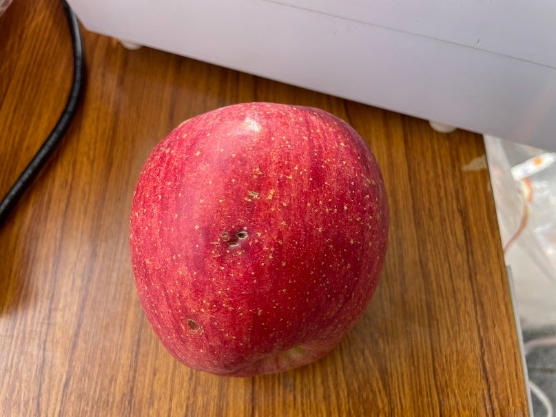 果物皮むき機のアストラ、地産リンゴを使用した「まるごとりんご」の完売をお手伝い。のサブ画像3_皮むき前
