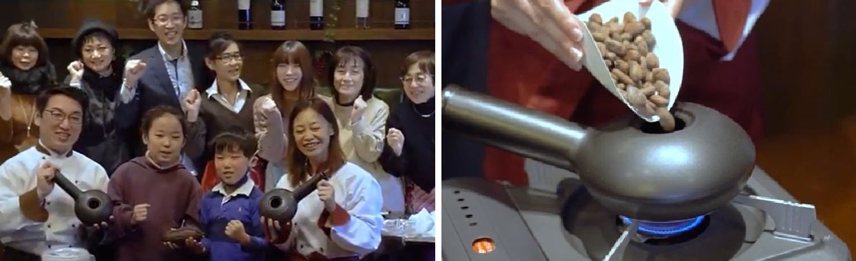 2/10,11 東京都 カカオ豆輸入会社が手作りチョコレート講座を開催のサブ画像1_（左）豆から作るビーントゥバー体験の講座の様子 　　　（右）講座ではカカオ豆の焙煎、皮むき、練り上げまで行う