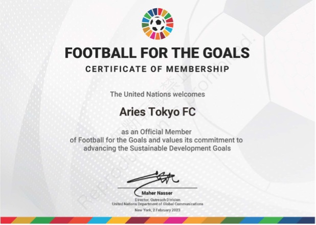 国際連合が主導する「Football for the Goals」にエリース東京FCの採択決定のお知らせのメイン画像