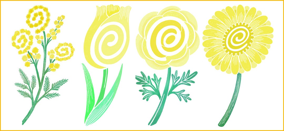 3月8日「国際女性デー」を“花”で応援　「幸せの黄色い花」を通じて花業界も啓発に貢献　HAPPY WOMAN®と花の国日本協議会が連携　女性の幸せを願うスペシャルWEEKに！のサブ画像6_国際女性デー2023 ニシイズミユカさんイラスト「はなまるスタンプ」