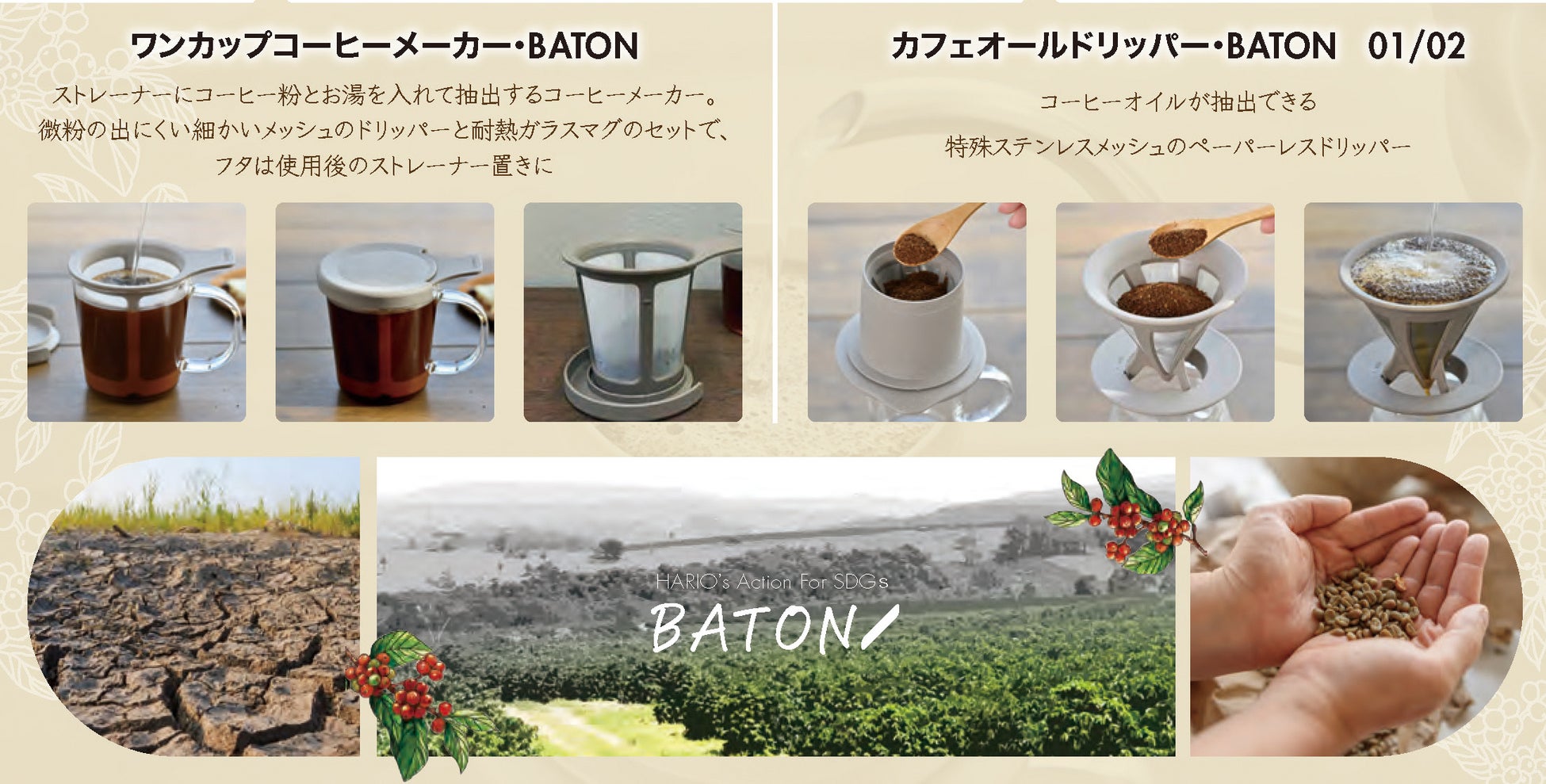 未来へつなぐバトン　これからもコーヒーとともに。環境に配慮した素材を使用したペーパーレスドリッパー「BATONシリーズ」～売上金額の一部を世界のコーヒー農園の維持・継続のために寄付～のサブ画像3_製品詳細