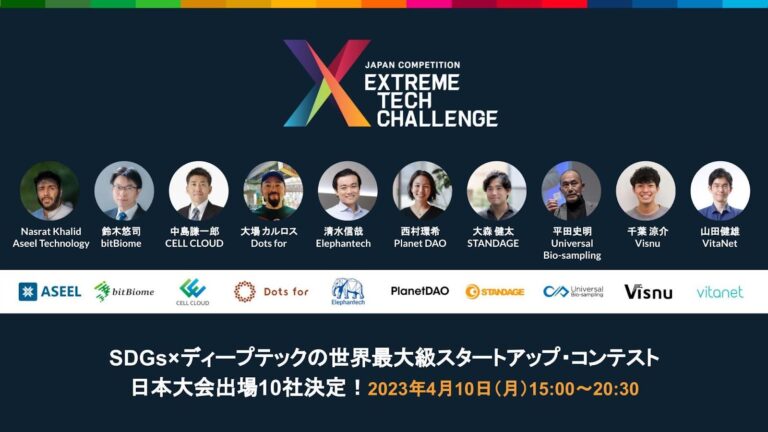 SDGs×ディープテックの世界最大規模のスタートアップ・コンテスト「Extreme Tech Challenge（XTC）」日本大会に出場するスタートアップ企業10社が決定！のメイン画像