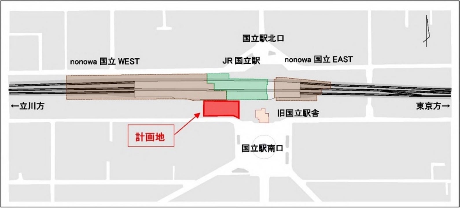 JR東日本グループ初の木造商業ビル（仮称）nonowa国立SOUTH　着工のお知らせのサブ画像4_案内図